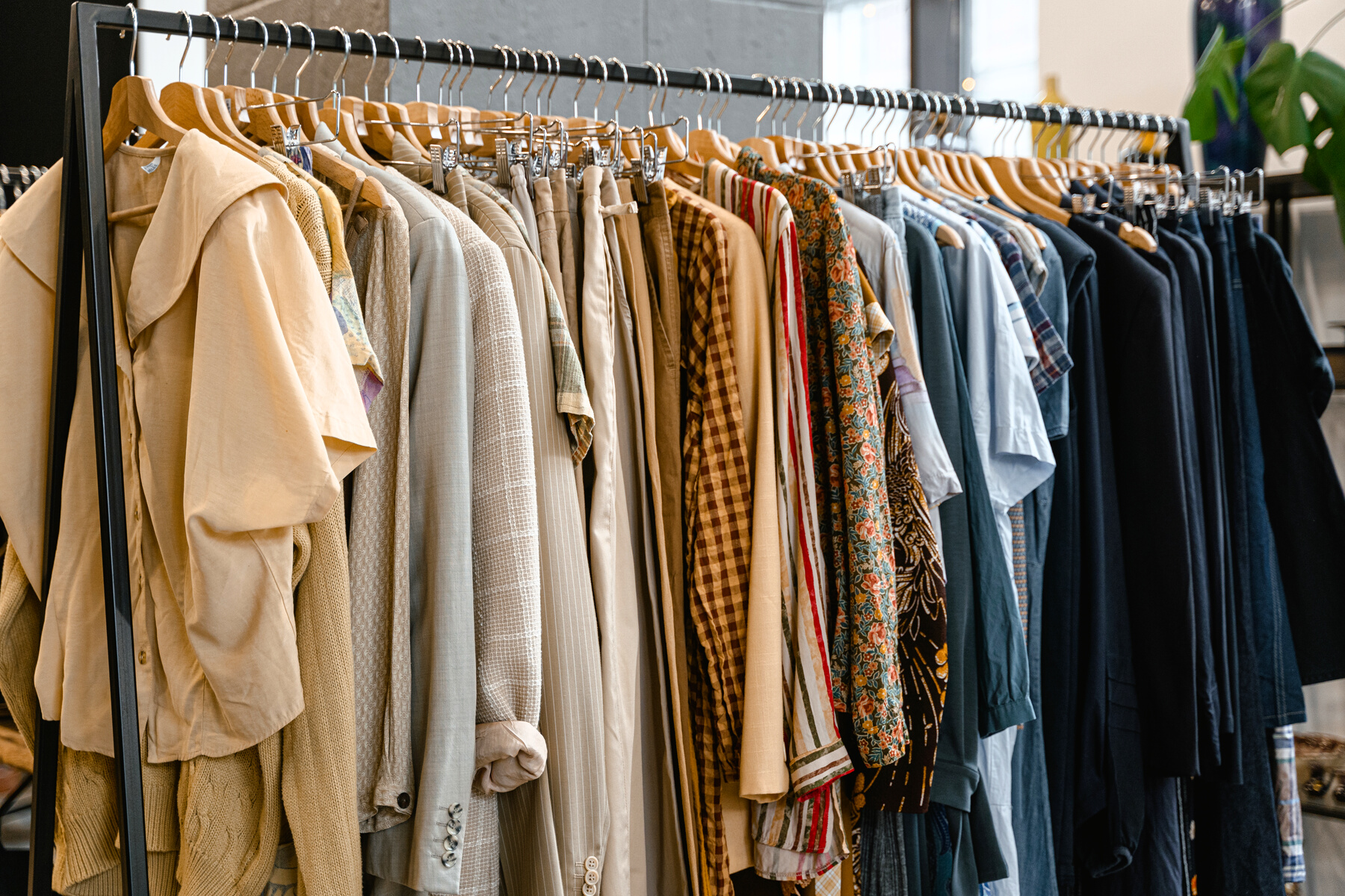 Clothes Hanging in a Rack